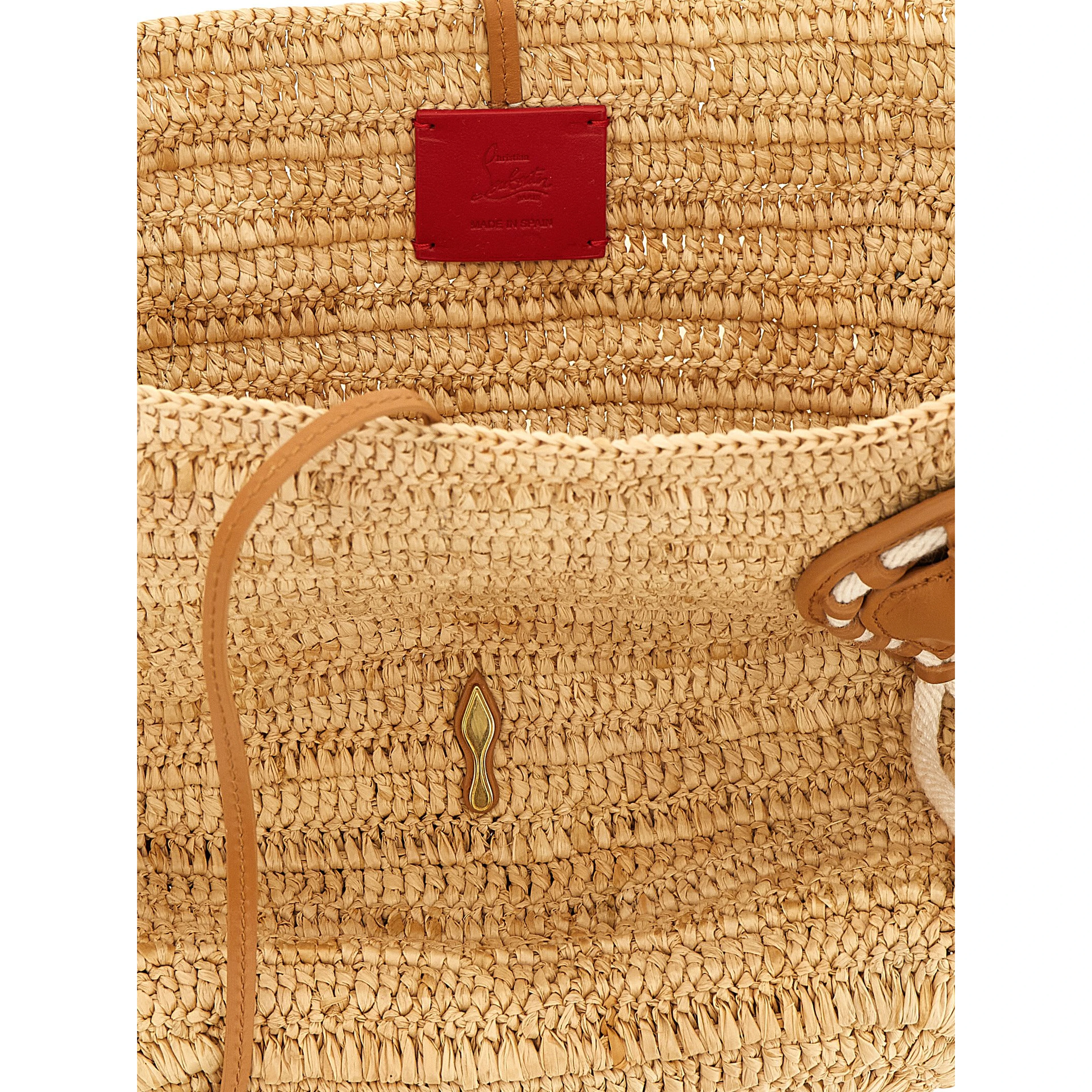 Beige Raffia Tote Bag