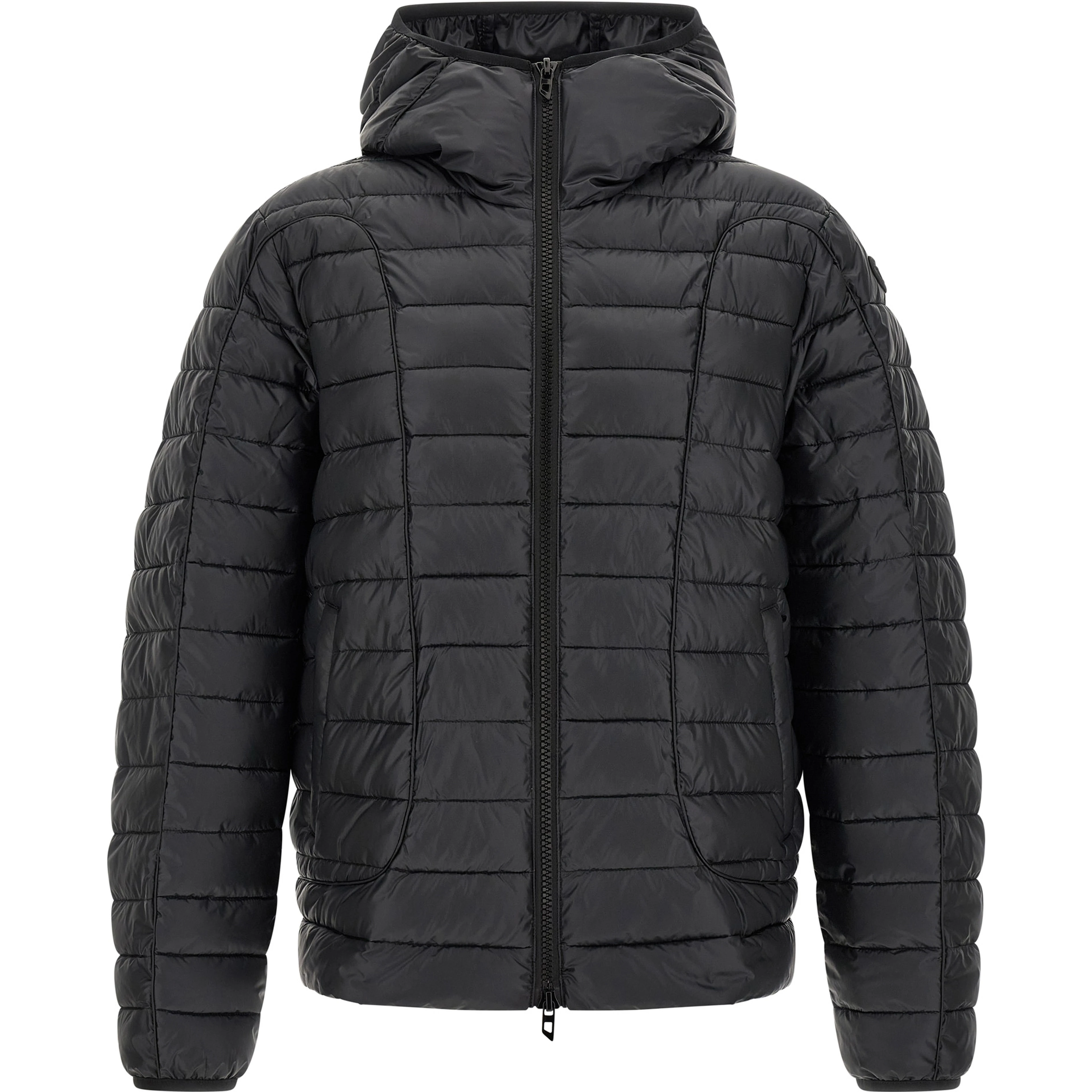 Black Polyester Full-Length Jacket