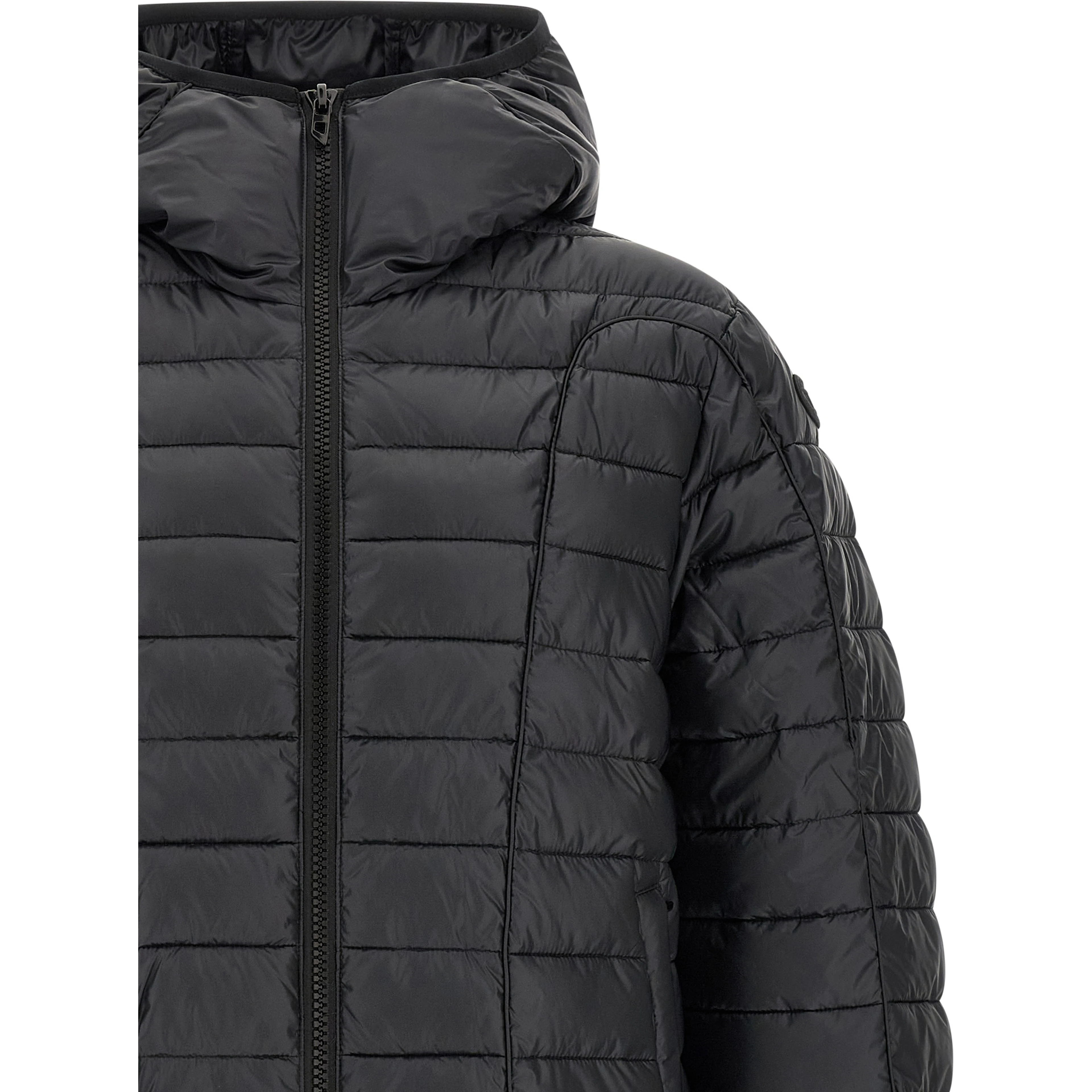 Black Polyester Full-Length Jacket