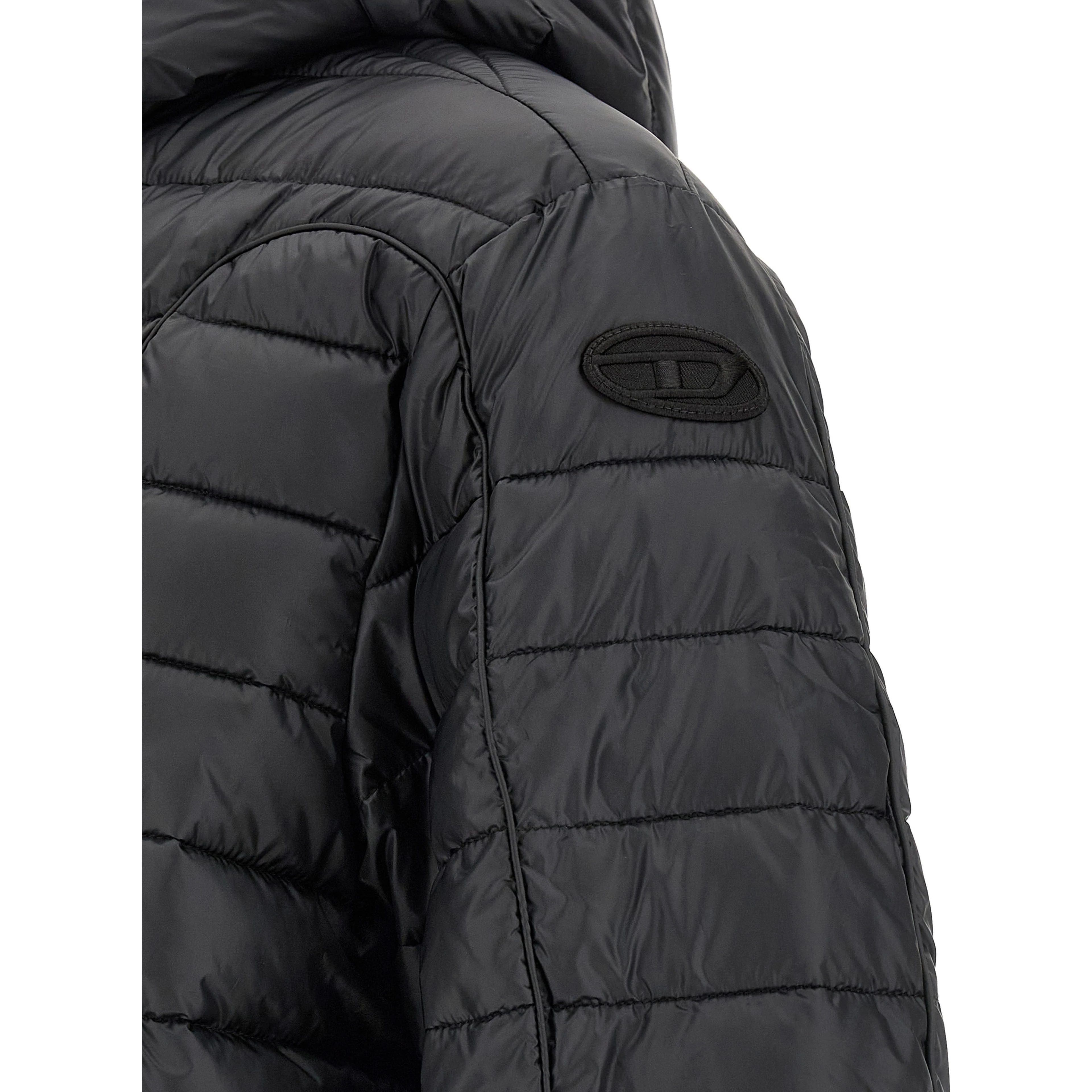 Black Polyester Full-Length Jacket