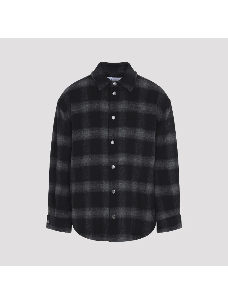 Off-White Flannel Wool Overshirt Padded Coat