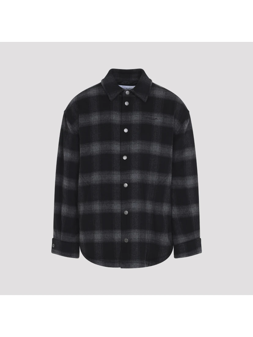 Off-White Flannel Wool Overshirt Padded Coat