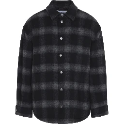 Off-White Flannel Wool Overshirt Padded Coat