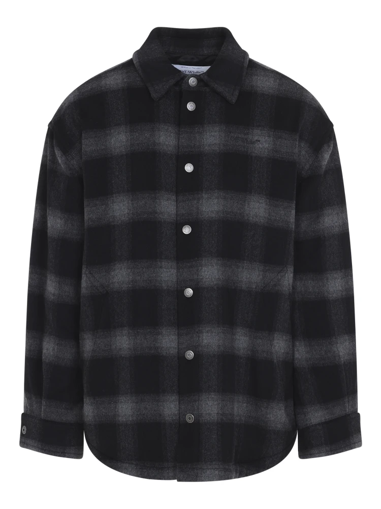 Off-White Flannel Wool Overshirt Padded Coat alternative