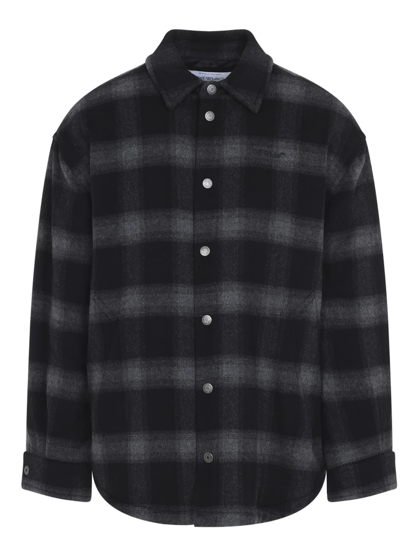 Off-White Flannel Wool Overshirt Padded Coat