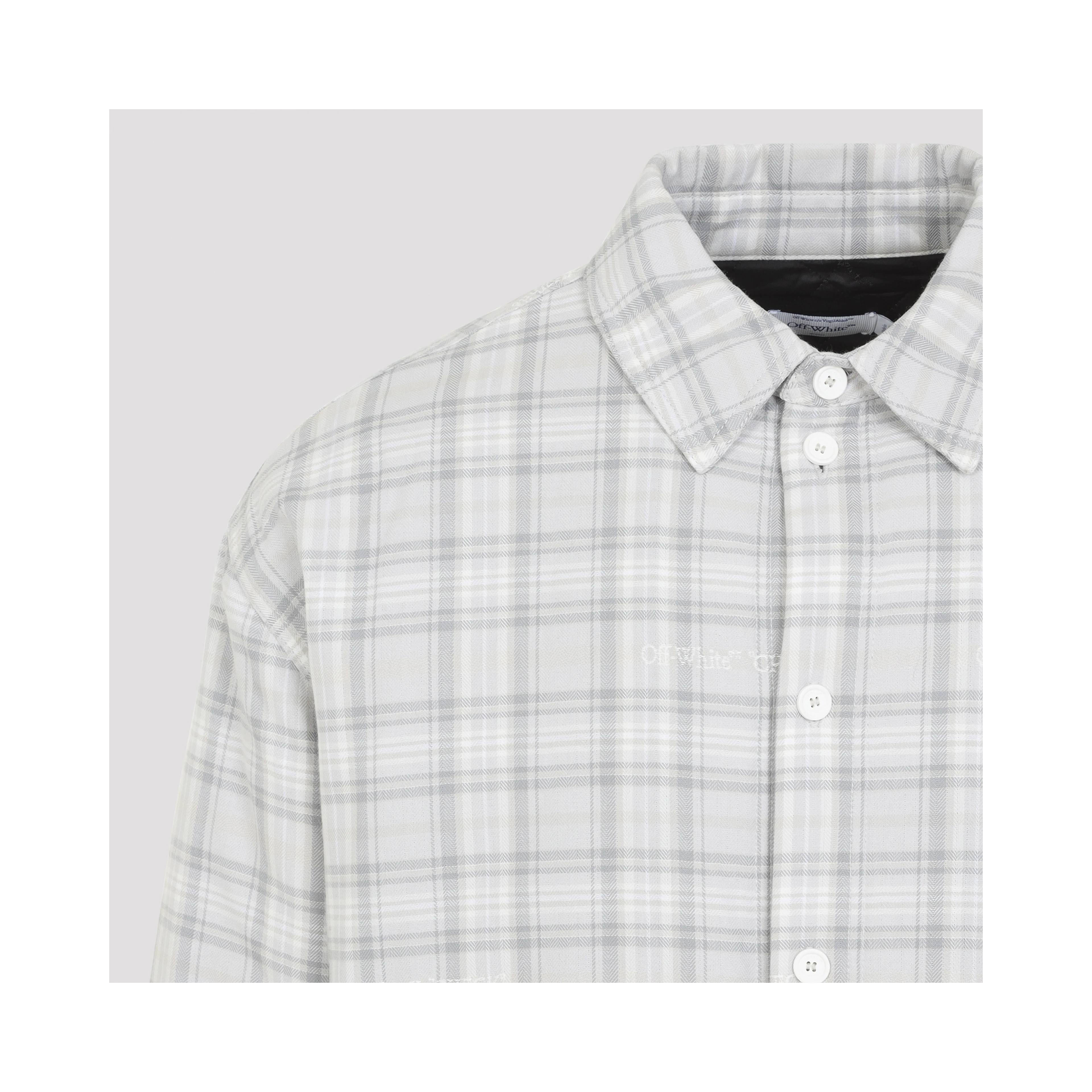 Off-White Flannel Wool Overshirt Padded Coat