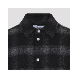 Off-White Flannel Wool Overshirt Padded Coat