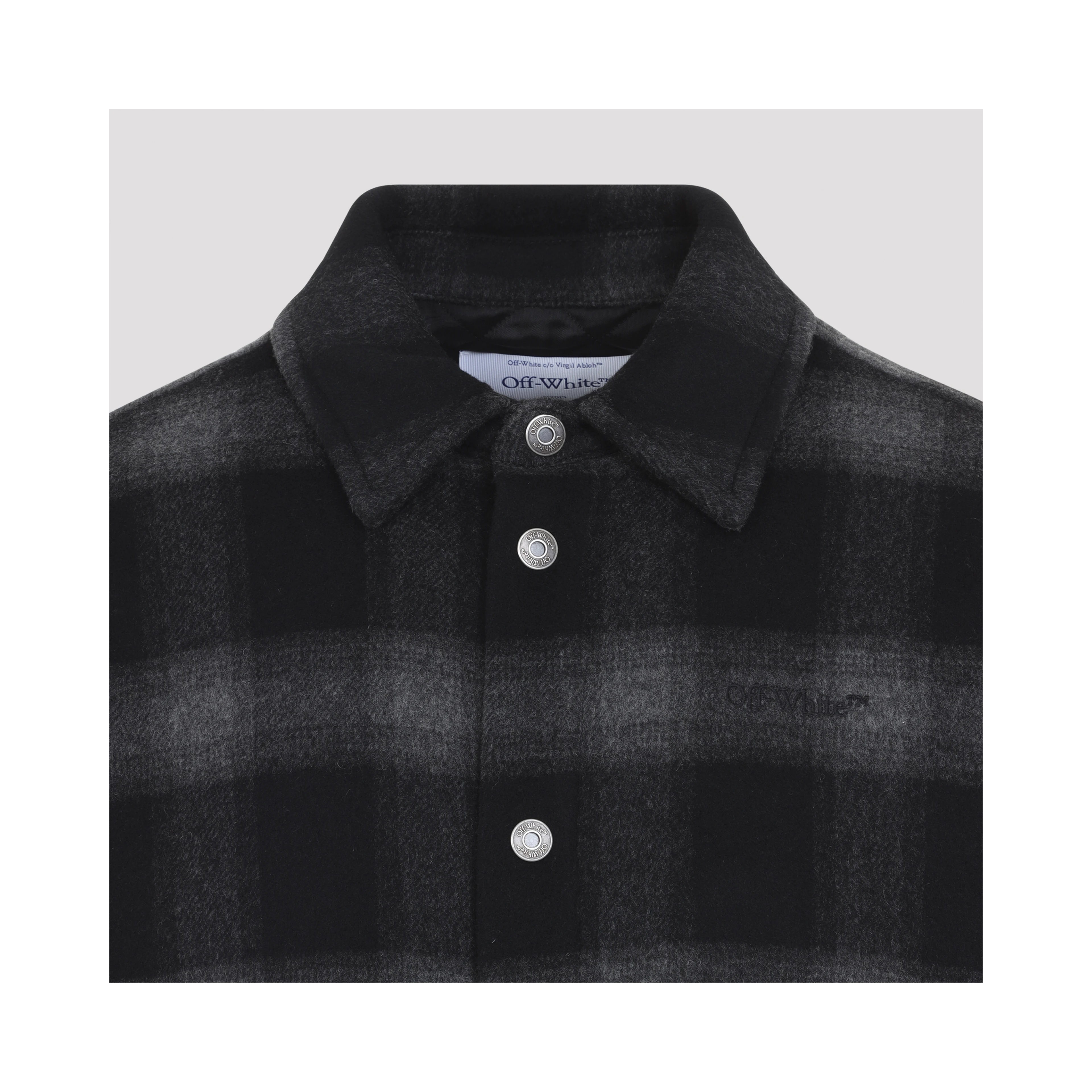 Off-White Flannel Wool Overshirt Padded Coat