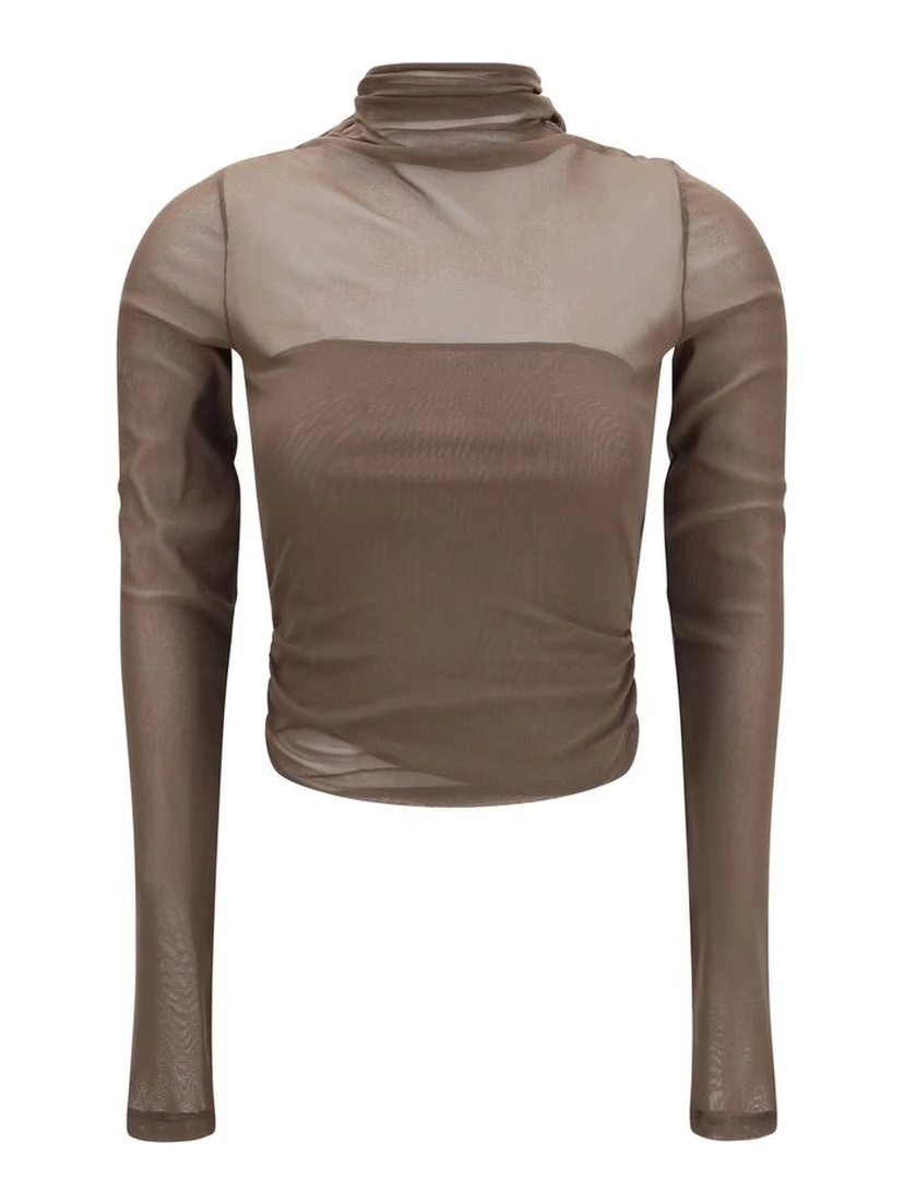 Brown Polyamide Pattern Shirt
