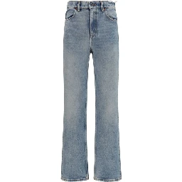Blue Cotton Straight-Leg Jeans