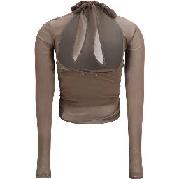 Brown Polyamide Pattern Shirt