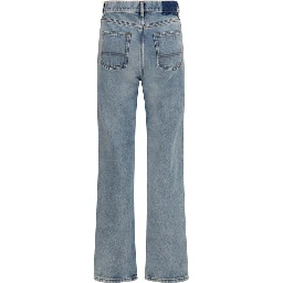 Blue Cotton Straight-Leg Jeans
