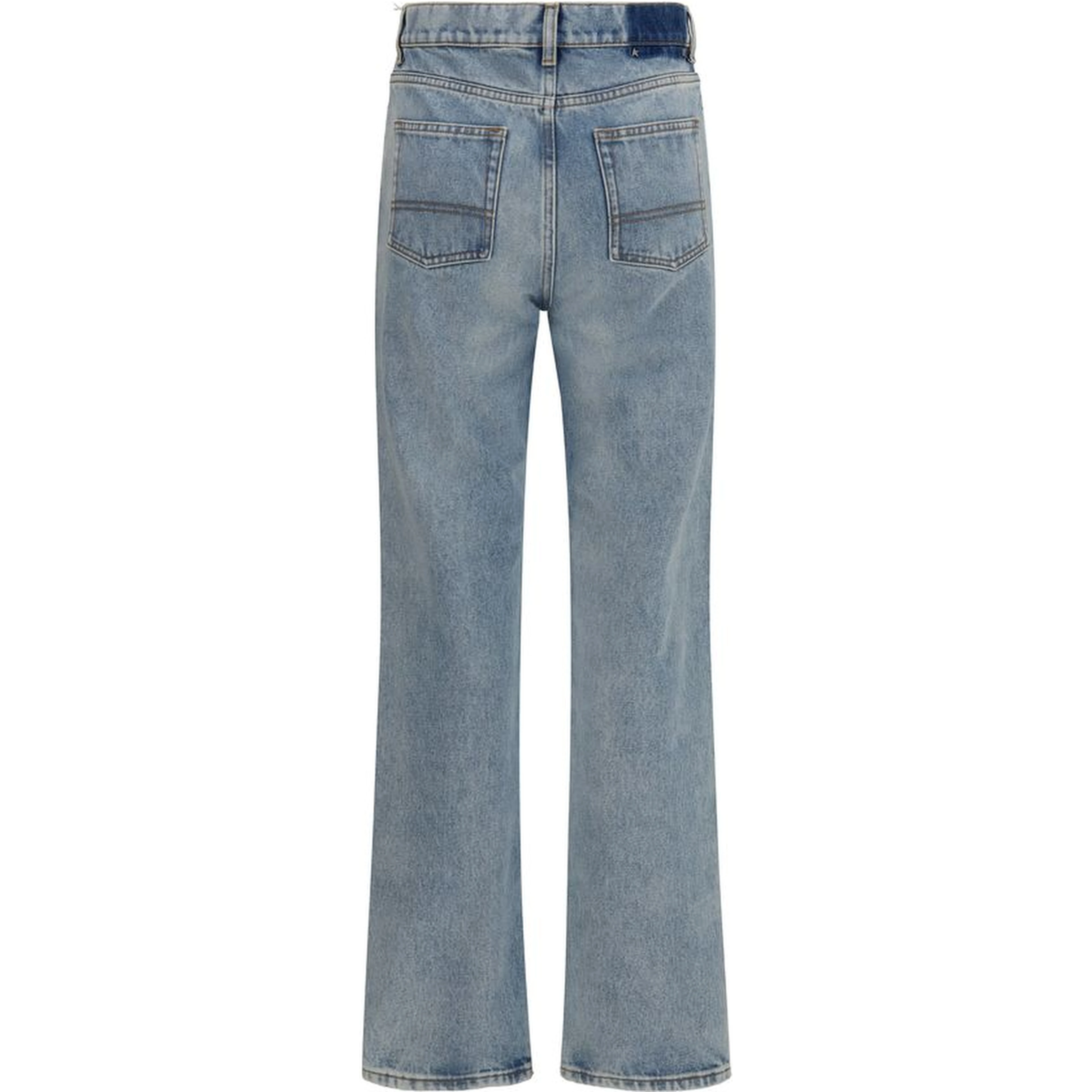 Blue Cotton Straight-Leg Jeans