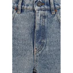 Blue Cotton Straight-Leg Jeans