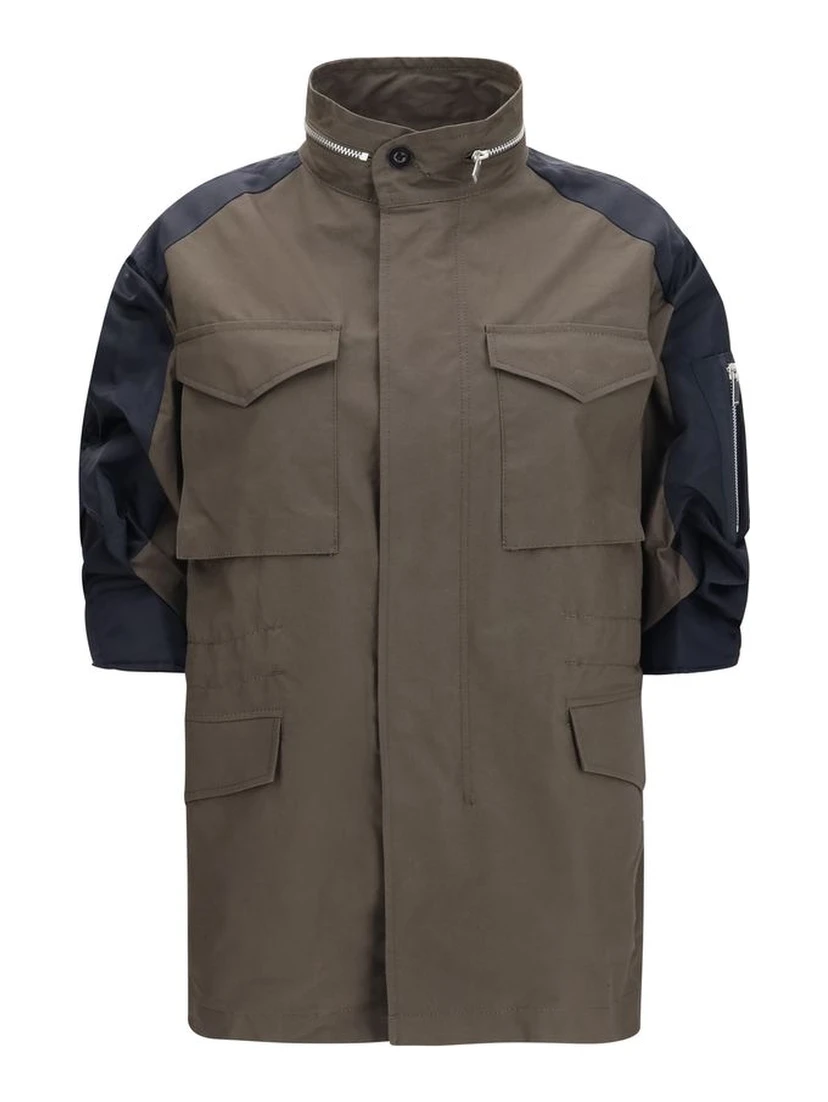 Bicolor Cotton Shell Jacket
