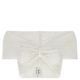 White Viscose Sleeveles T-Shirt