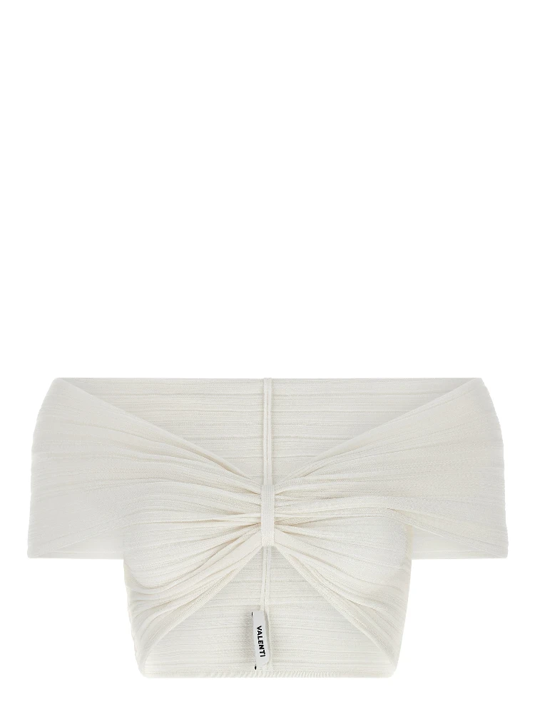 White Viscose Sleeveles T-Shirt
