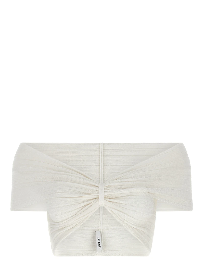 White Viscose Sleeveles T-Shirt