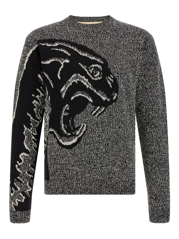 Bicolor Virgin Wool Cardigan