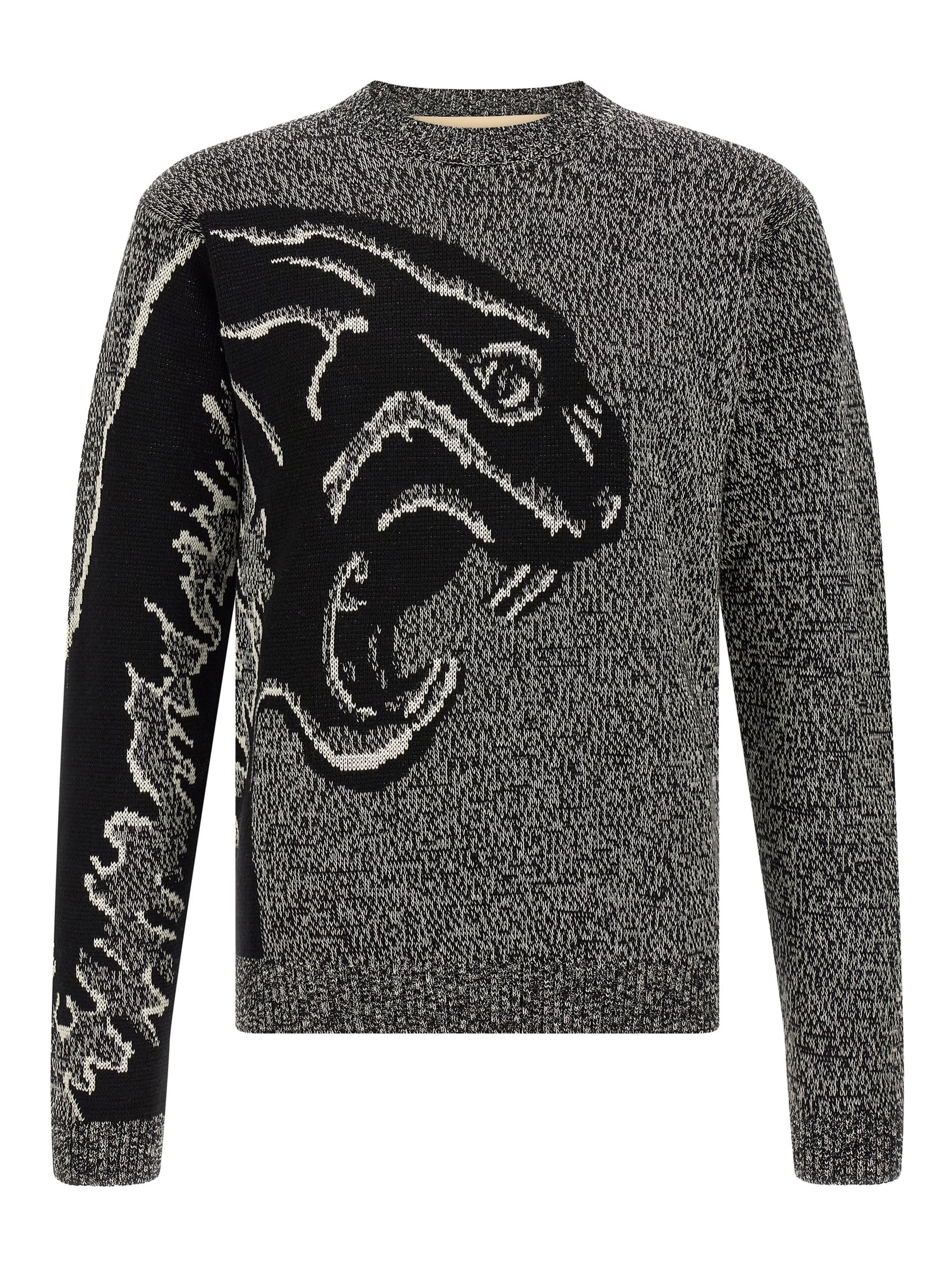Bicolor Virgin Wool Cardigan