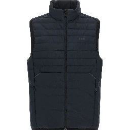 Blue Polyester Sleeveless Jacket