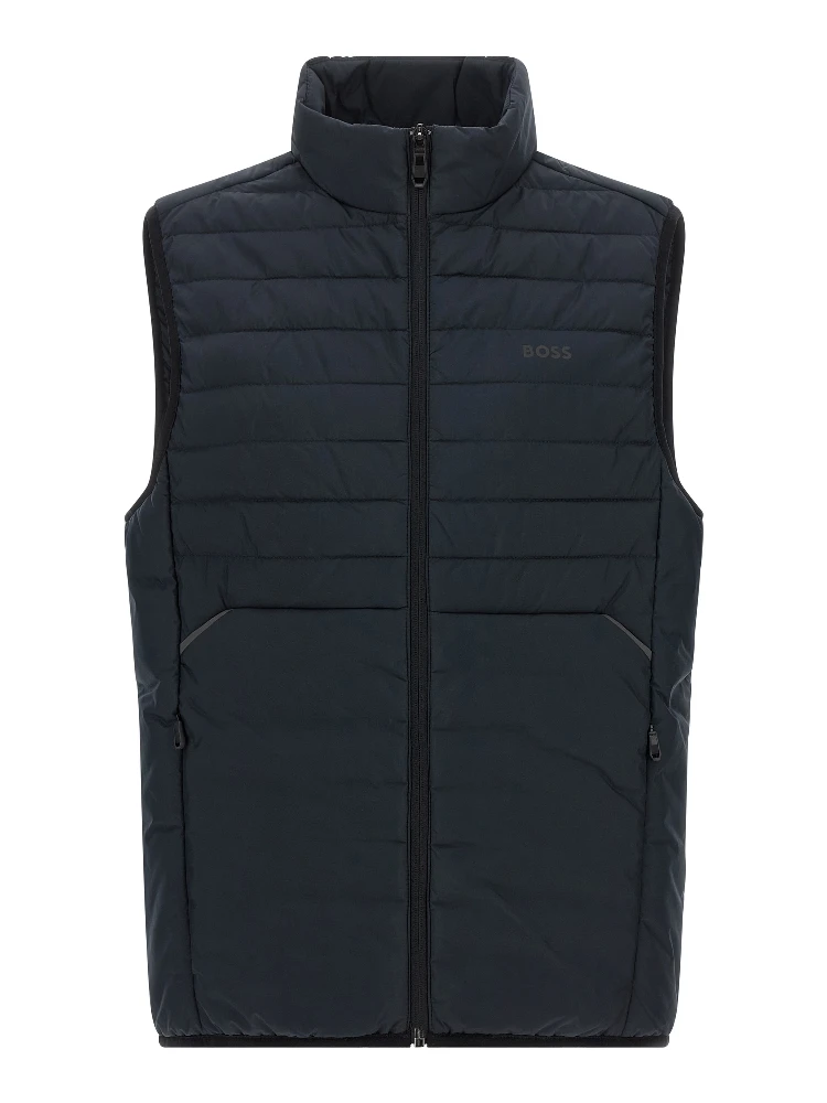 Blue Polyester Sleeveless Jacket