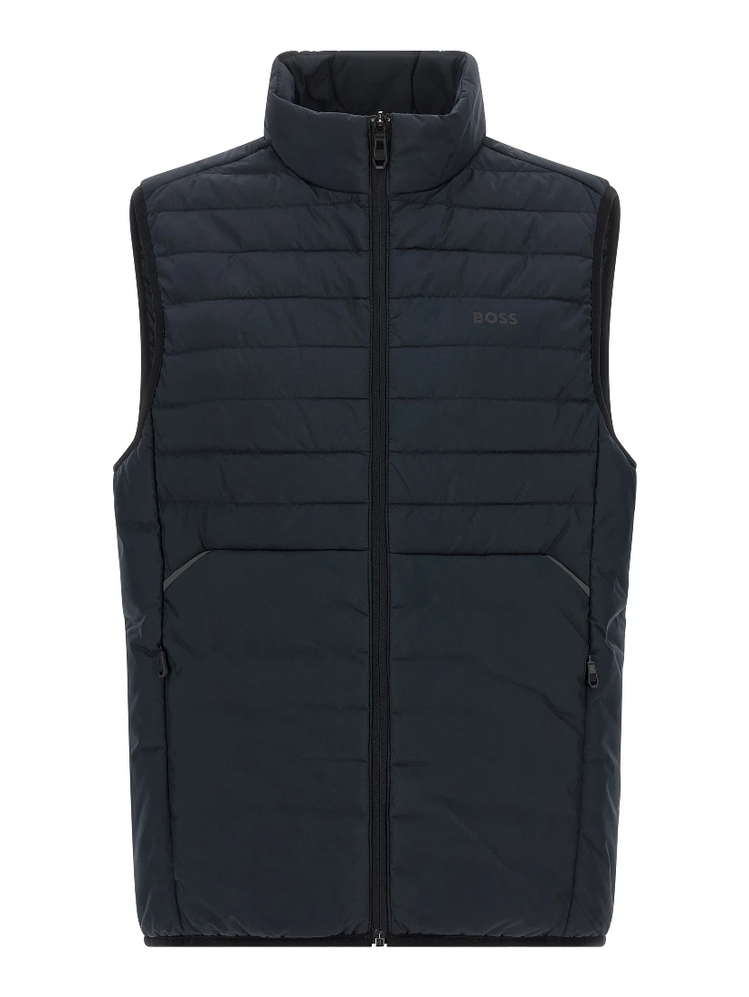 Blue Polyester Sleeveless Jacket