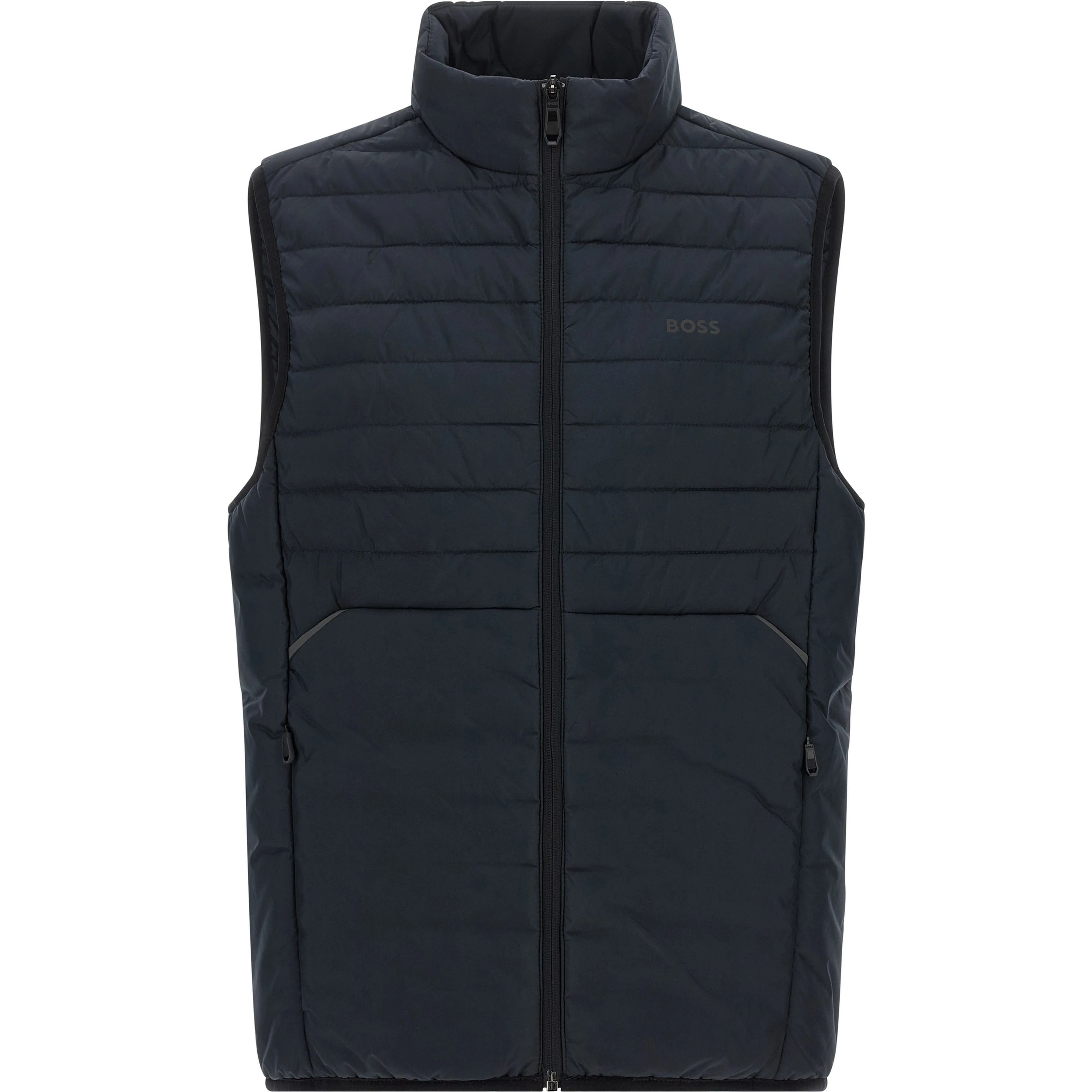 Blue Polyester Sleeveless Jacket