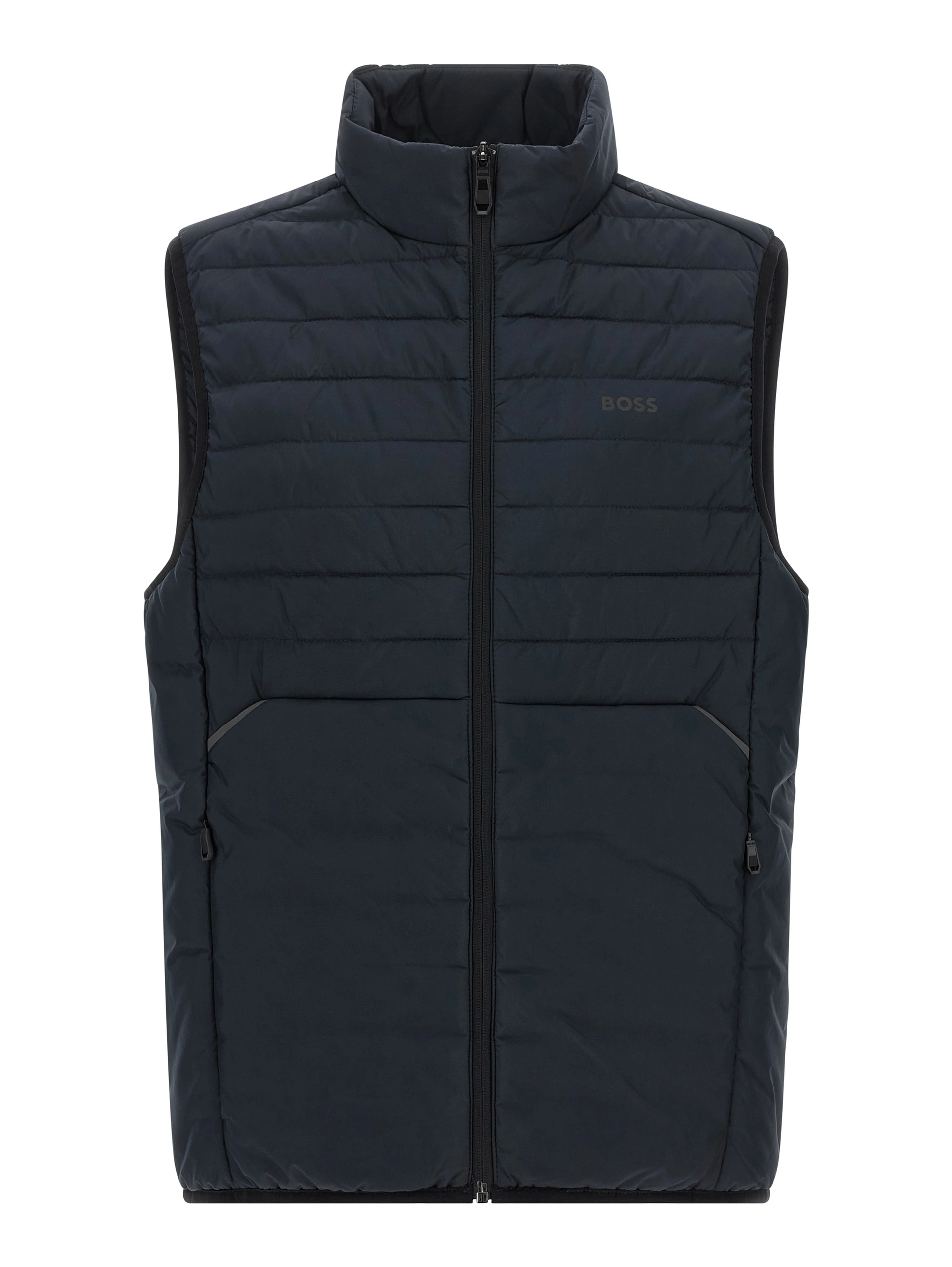 Blue Polyester Sleeveless Jacket