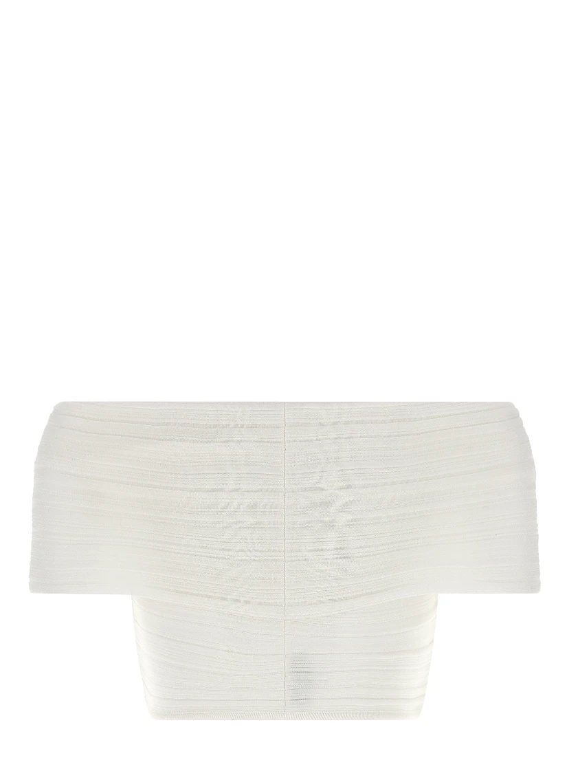 White Viscose Sleeveles T-Shirt