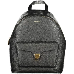 Black Leather Women Backpack