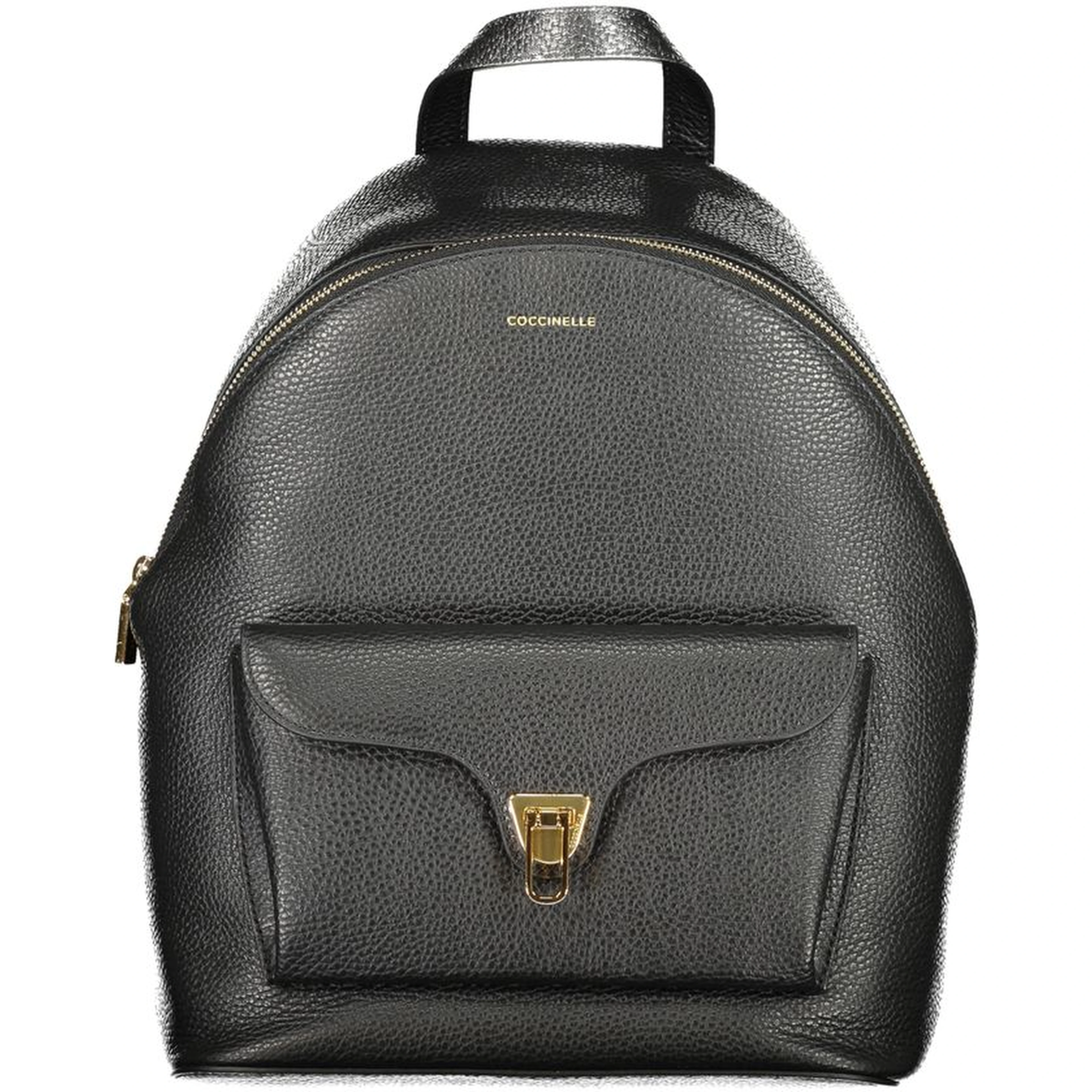 Black Leather Women Backpack