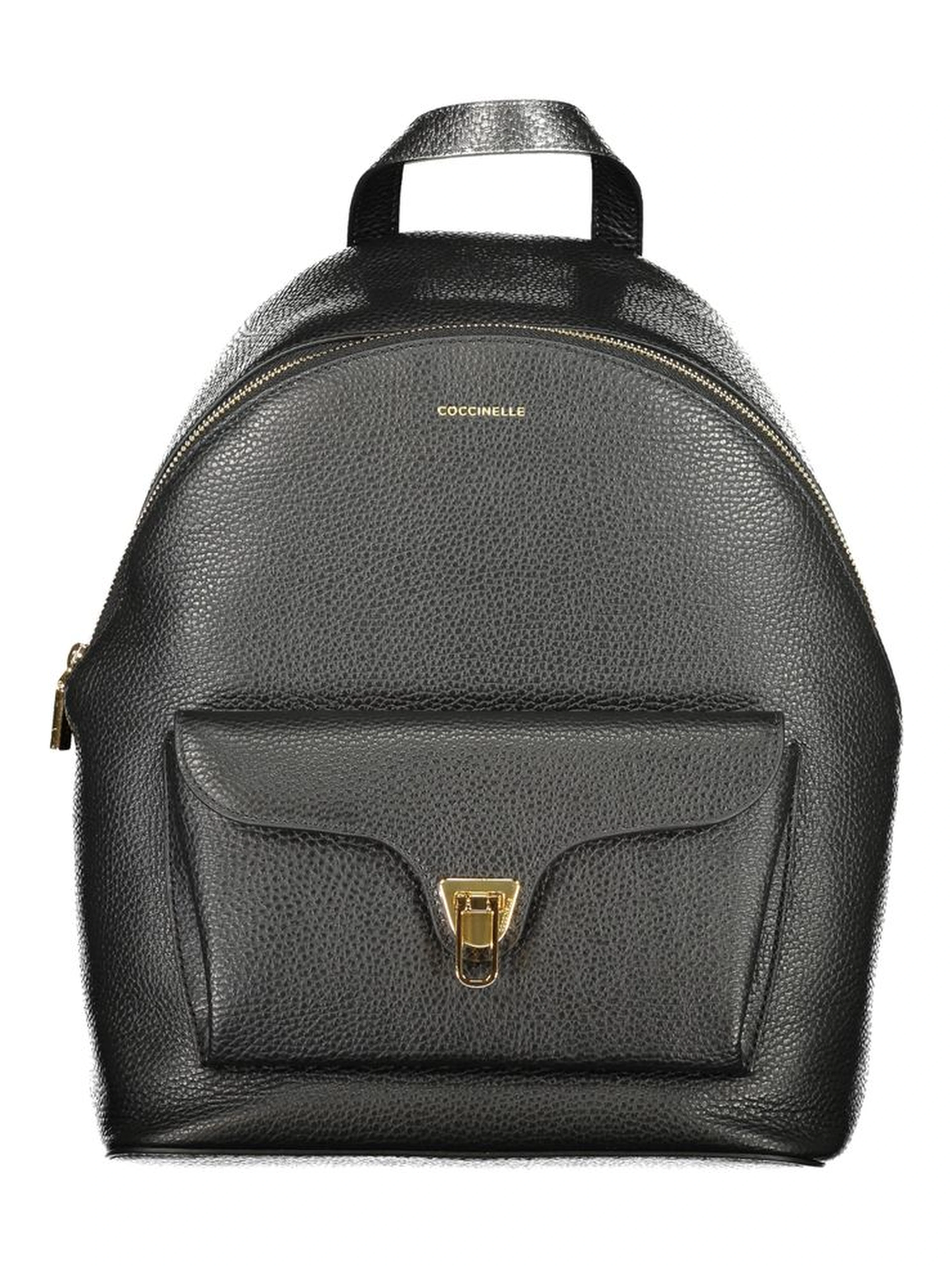 Black Leather Women Backpack