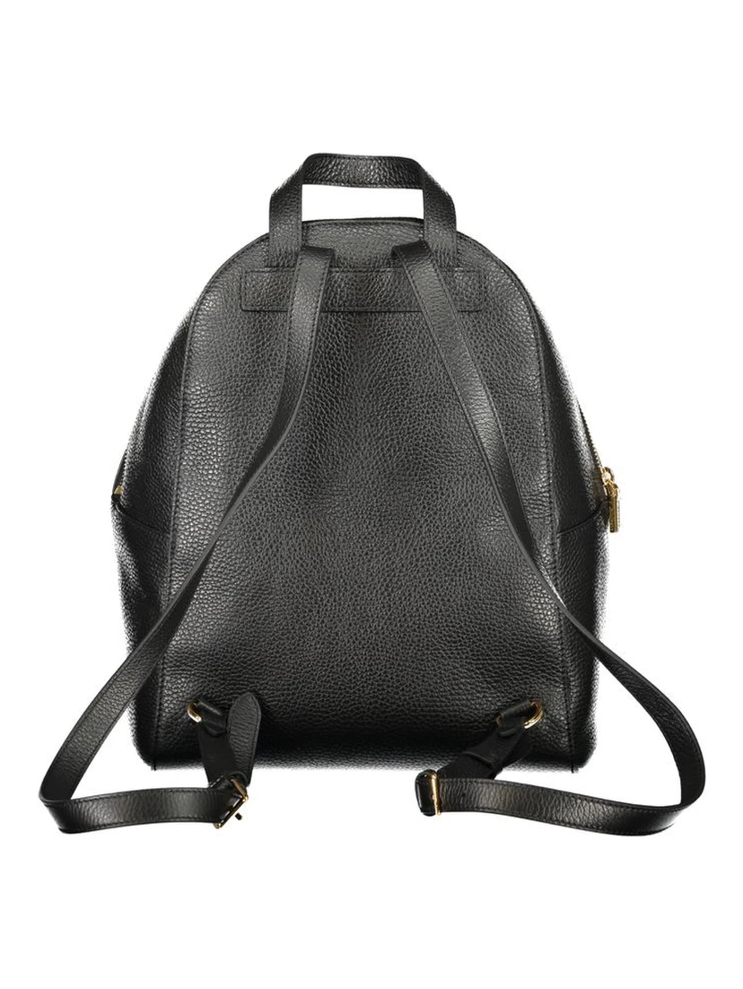 Black Leather Women Backpack