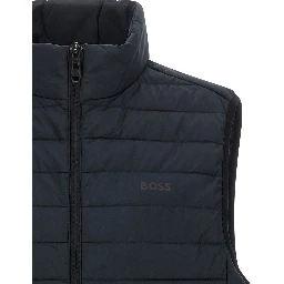 Blue Polyester Sleeveless Jacket