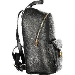 Black Leather Women Backpack