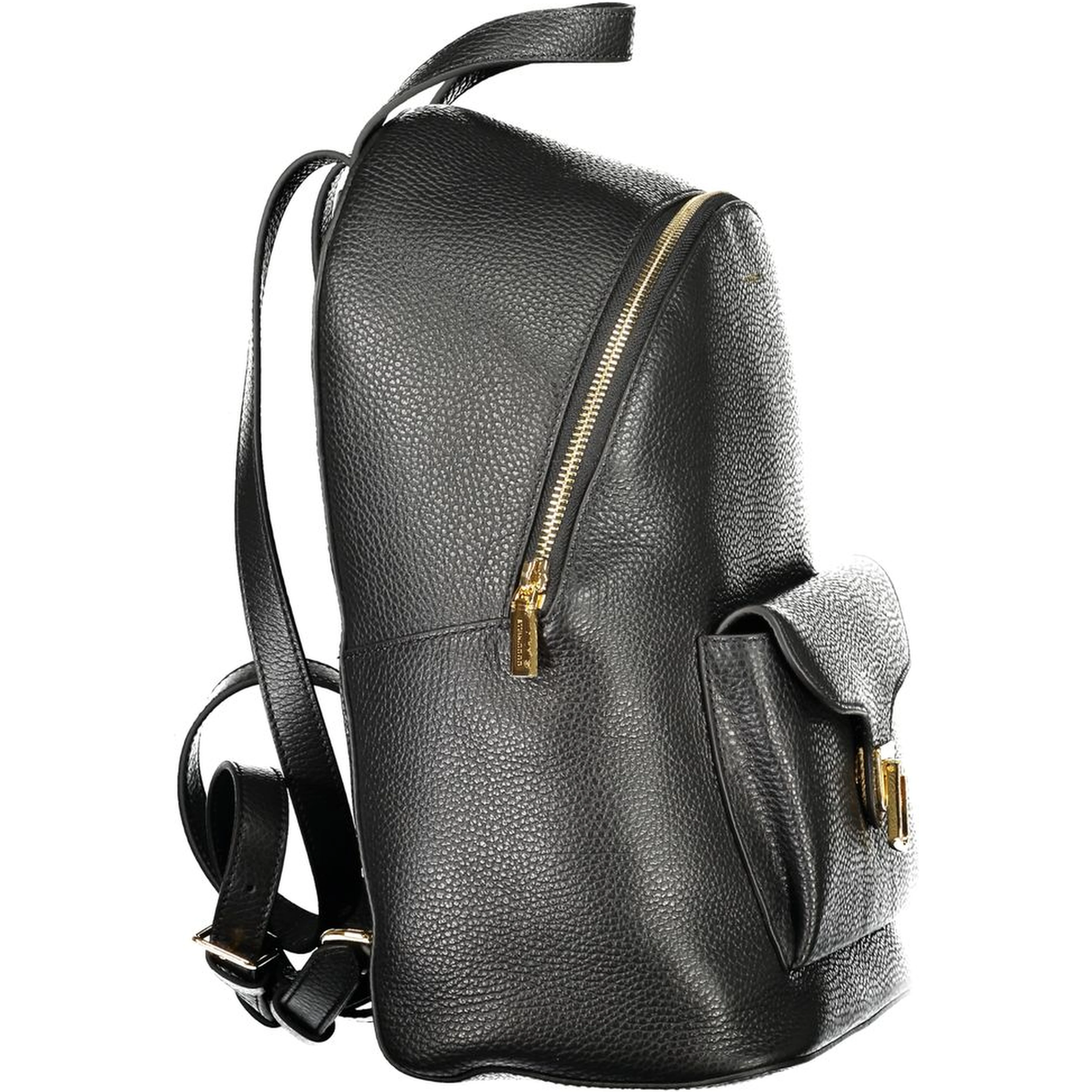 Black Leather Women Backpack