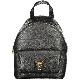 Black Leather Women Backpack