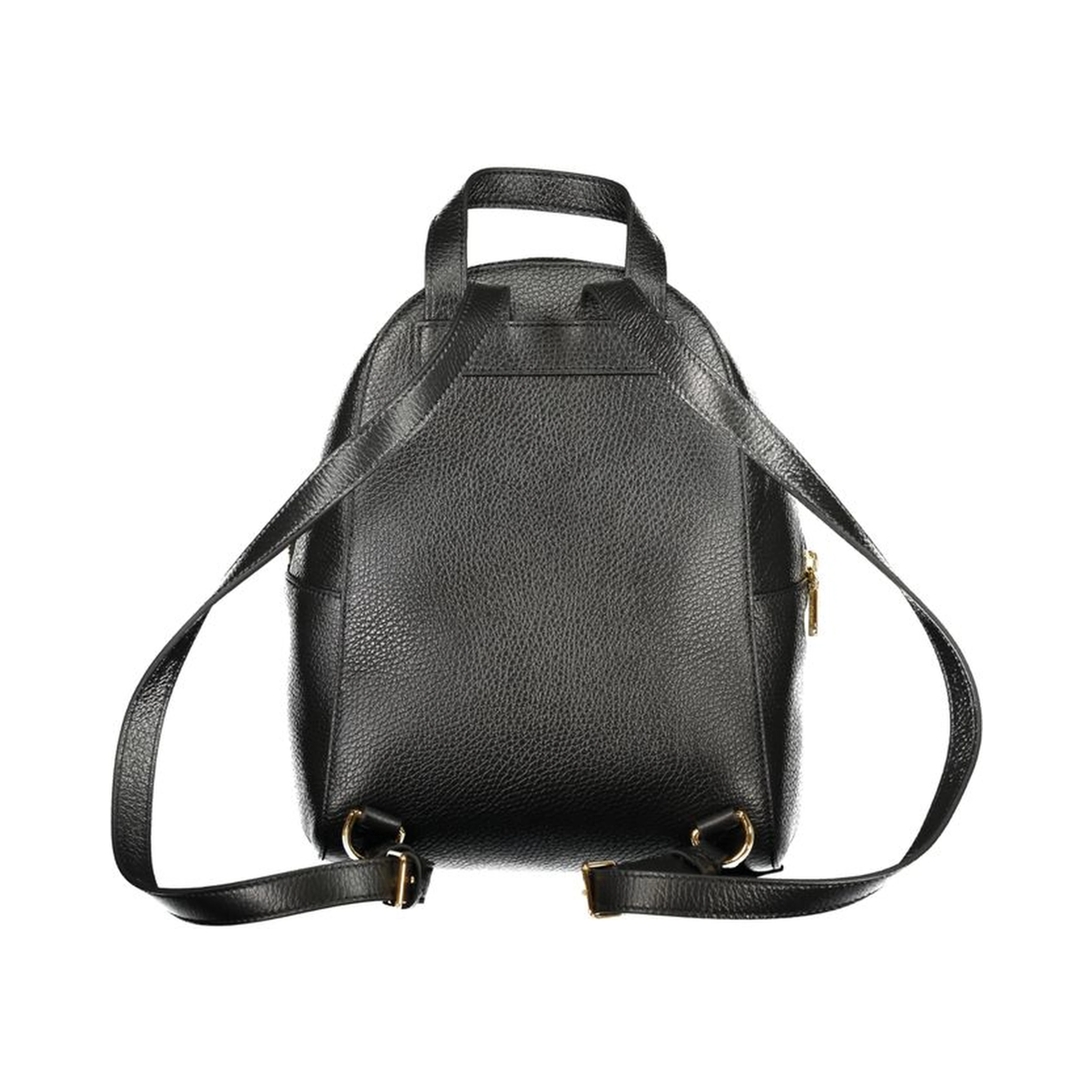 Black Leather Women Backpack