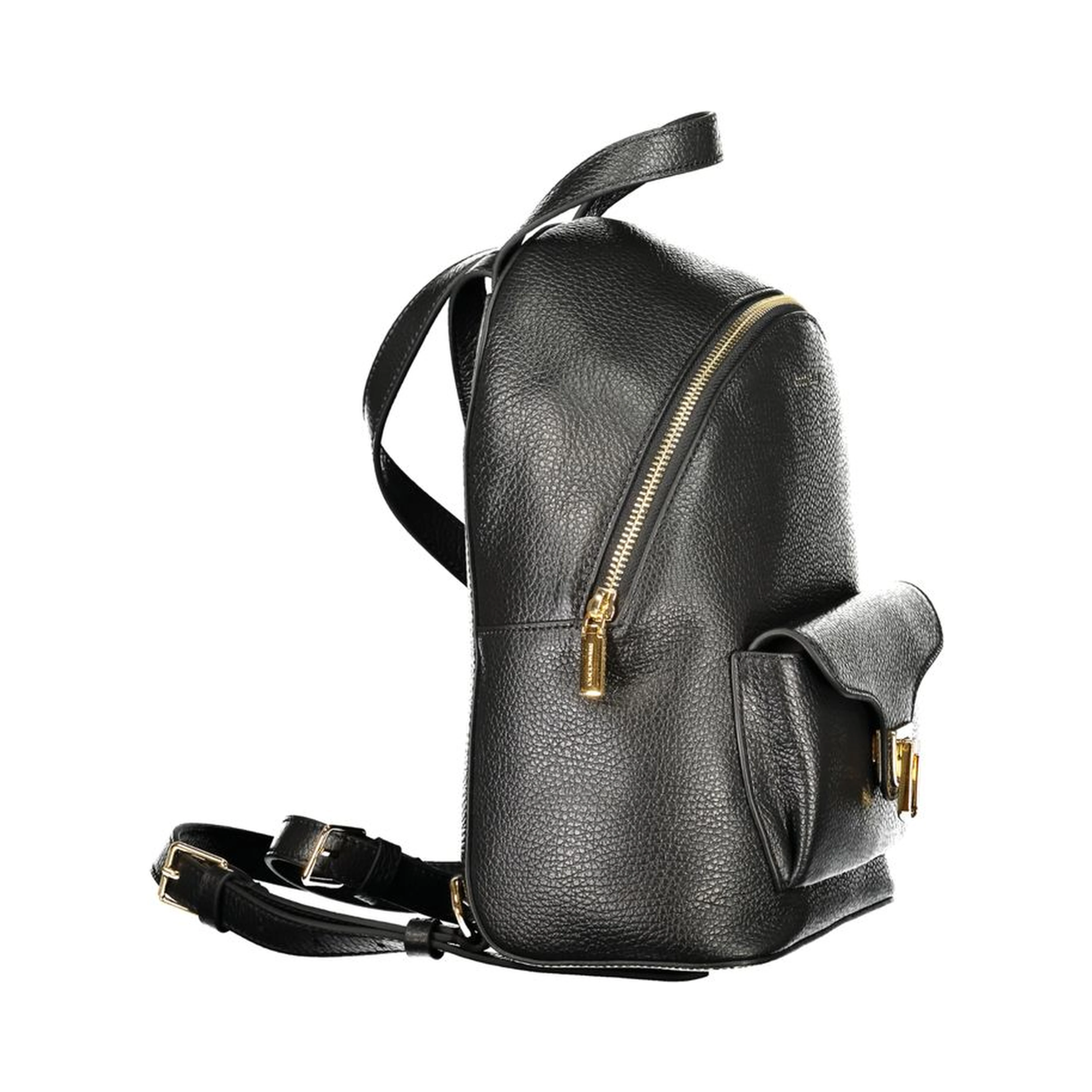 Black Leather Women Backpack
