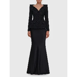 Metallic bouclé satin maxi dress