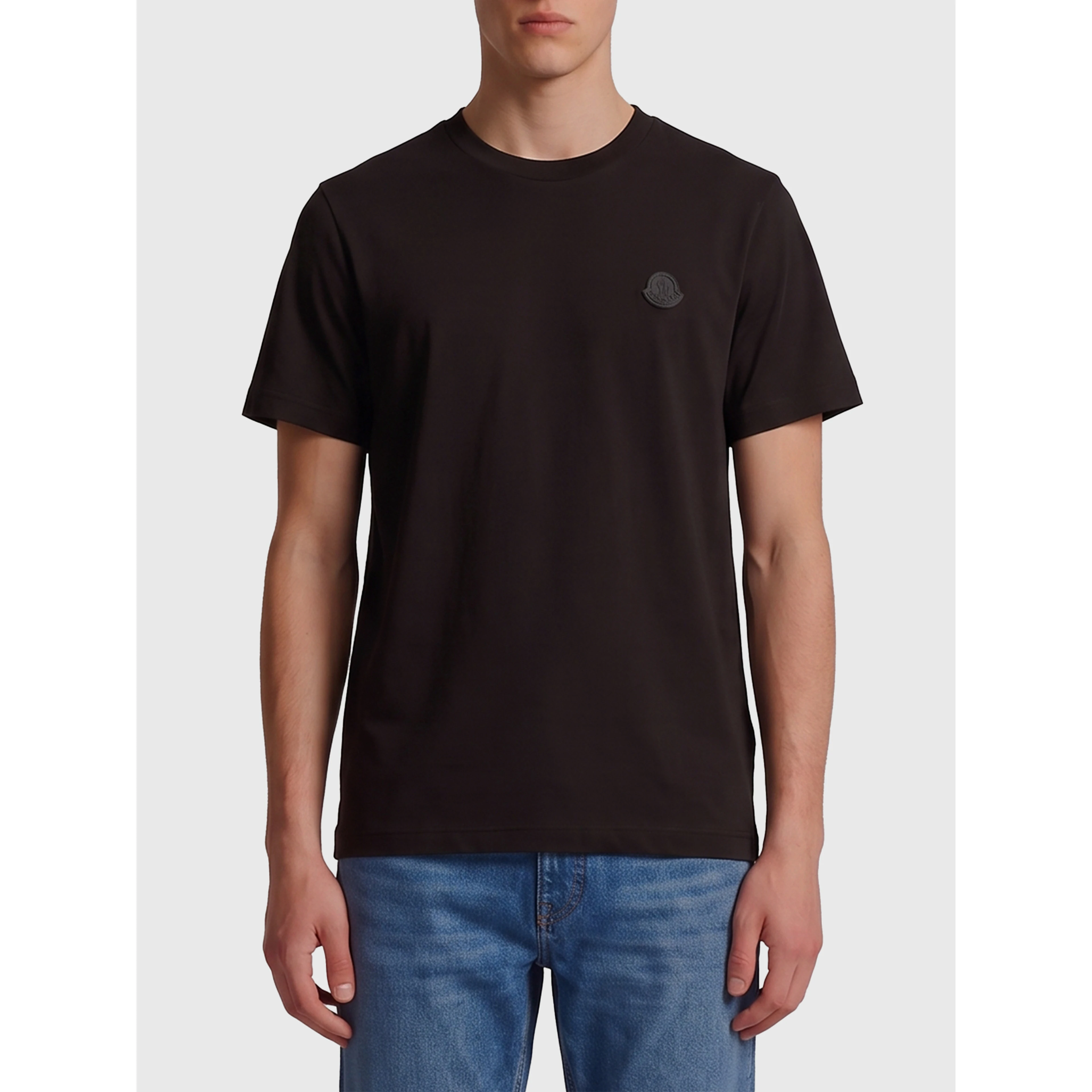 Cotton t-shirt with leather logo