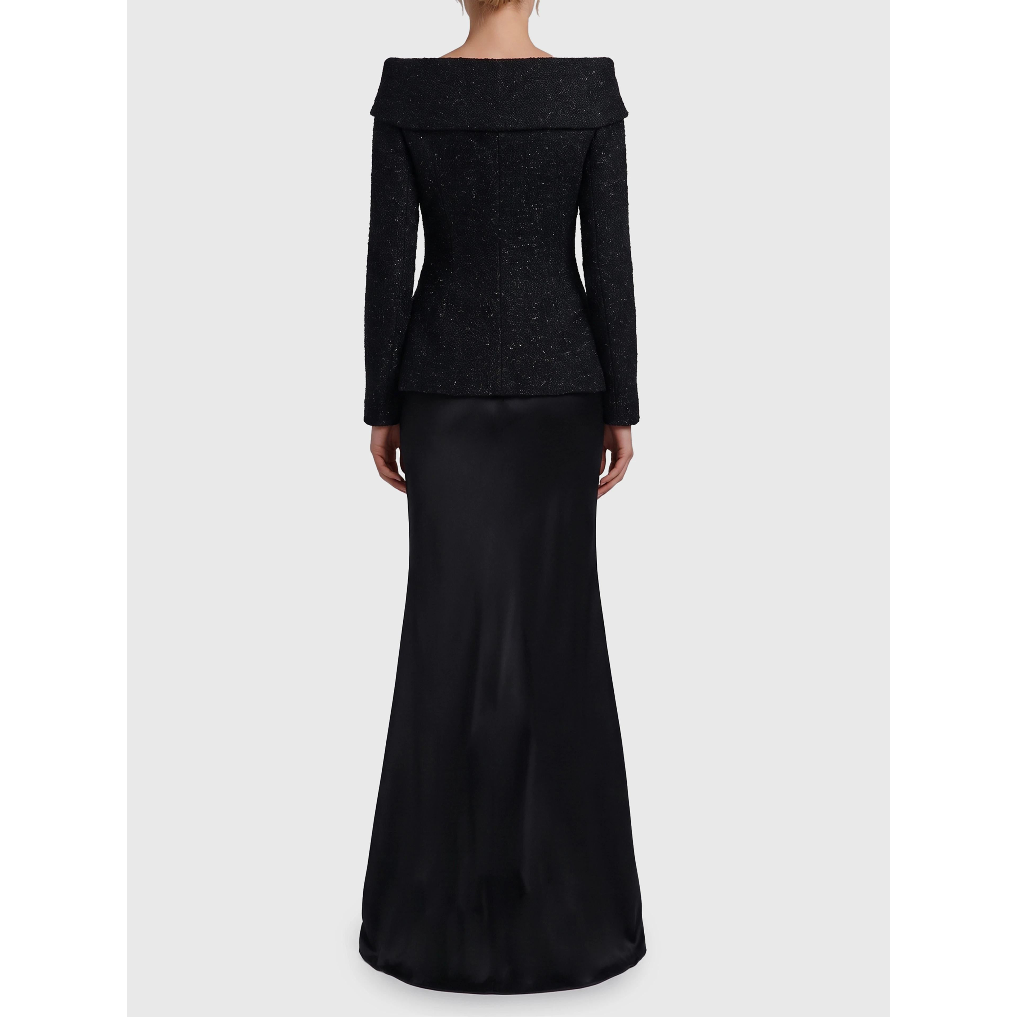 Metallic bouclé satin maxi dress
