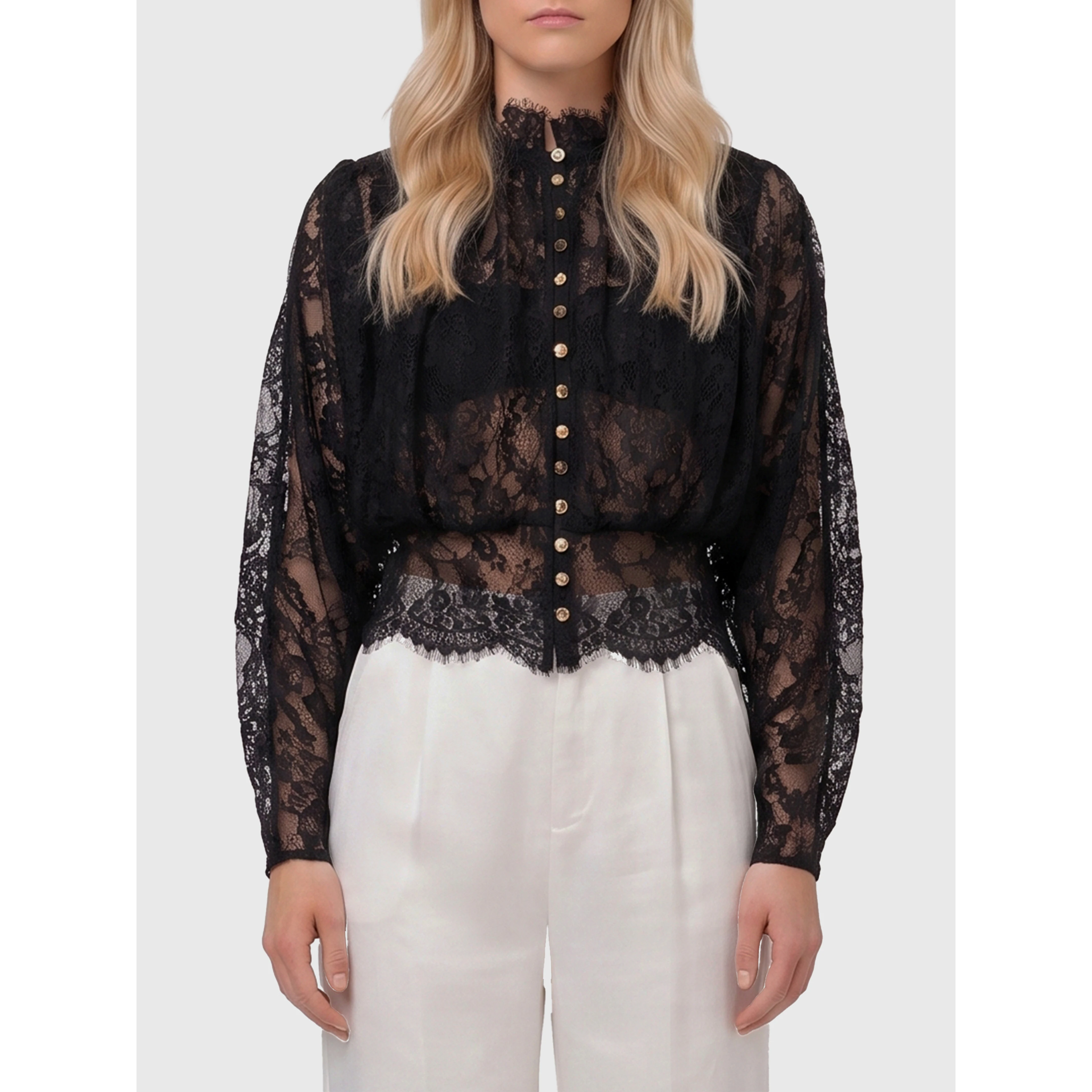 Lace high neck blouse