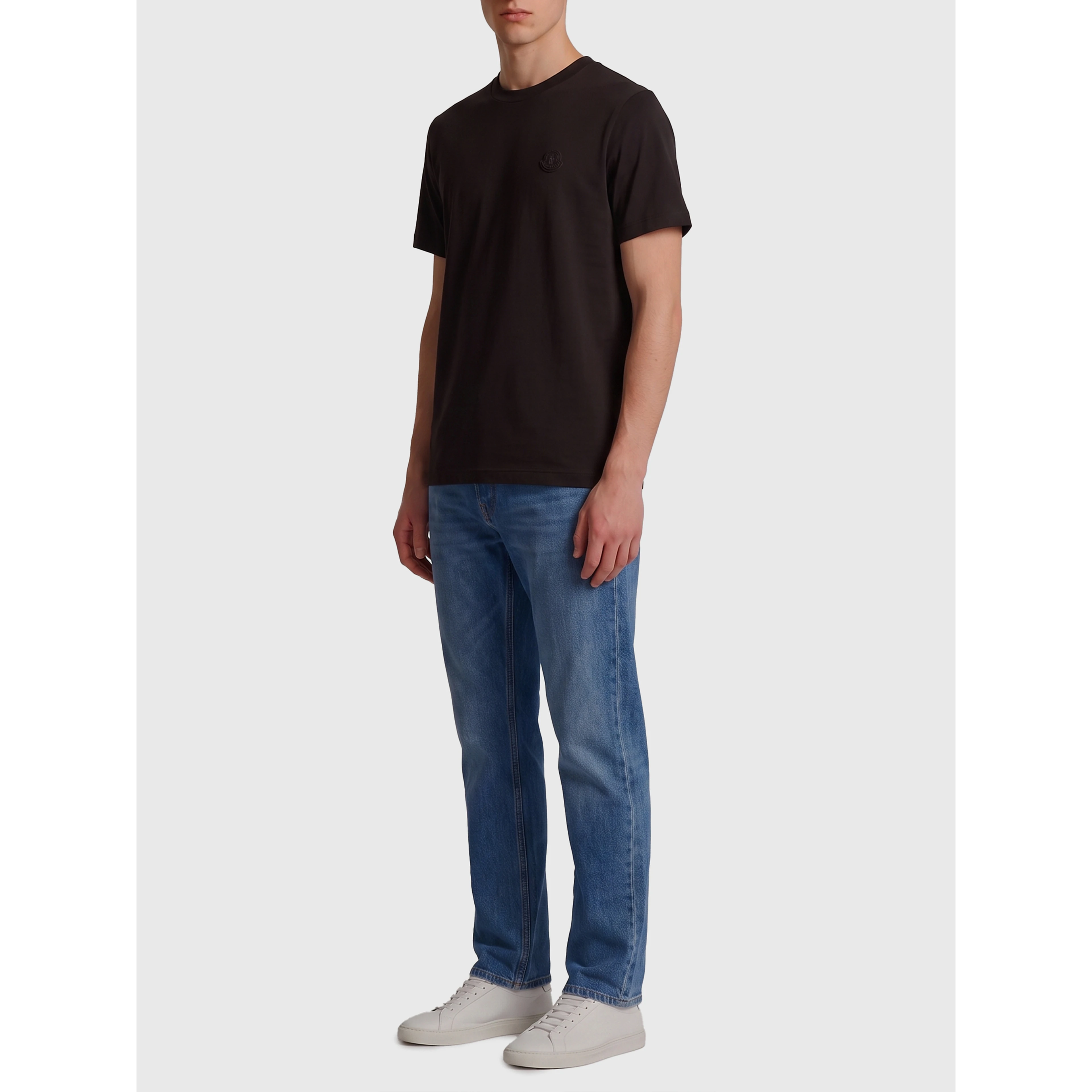 Cotton t-shirt with leather logo
