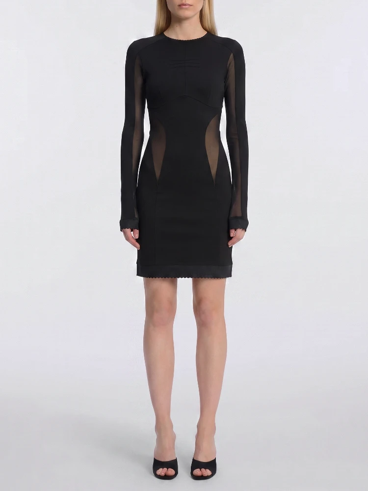 Mini dress with tulle inserts