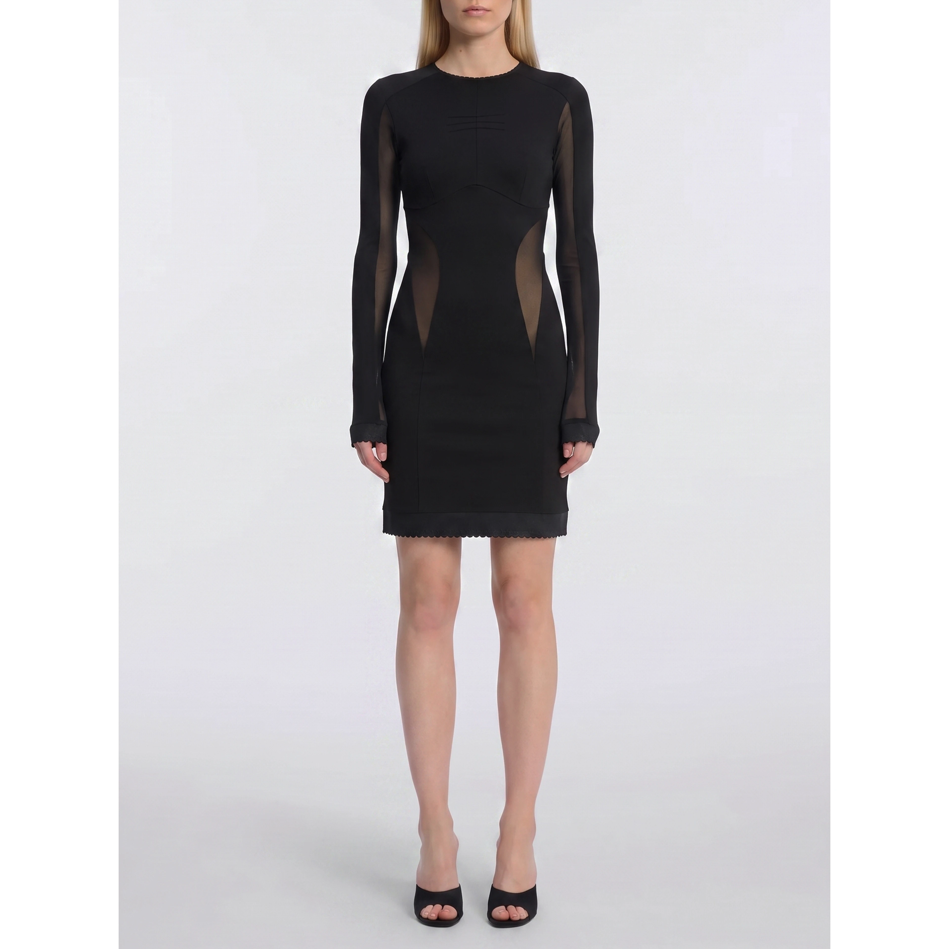 Mini dress with tulle inserts