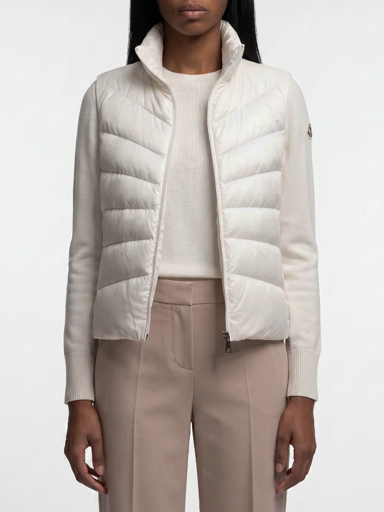 Padded wool zip-up cardigan