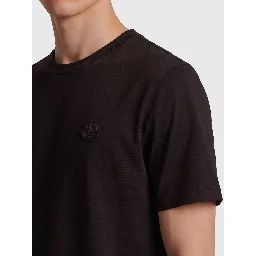Cotton t-shirt with leather logo