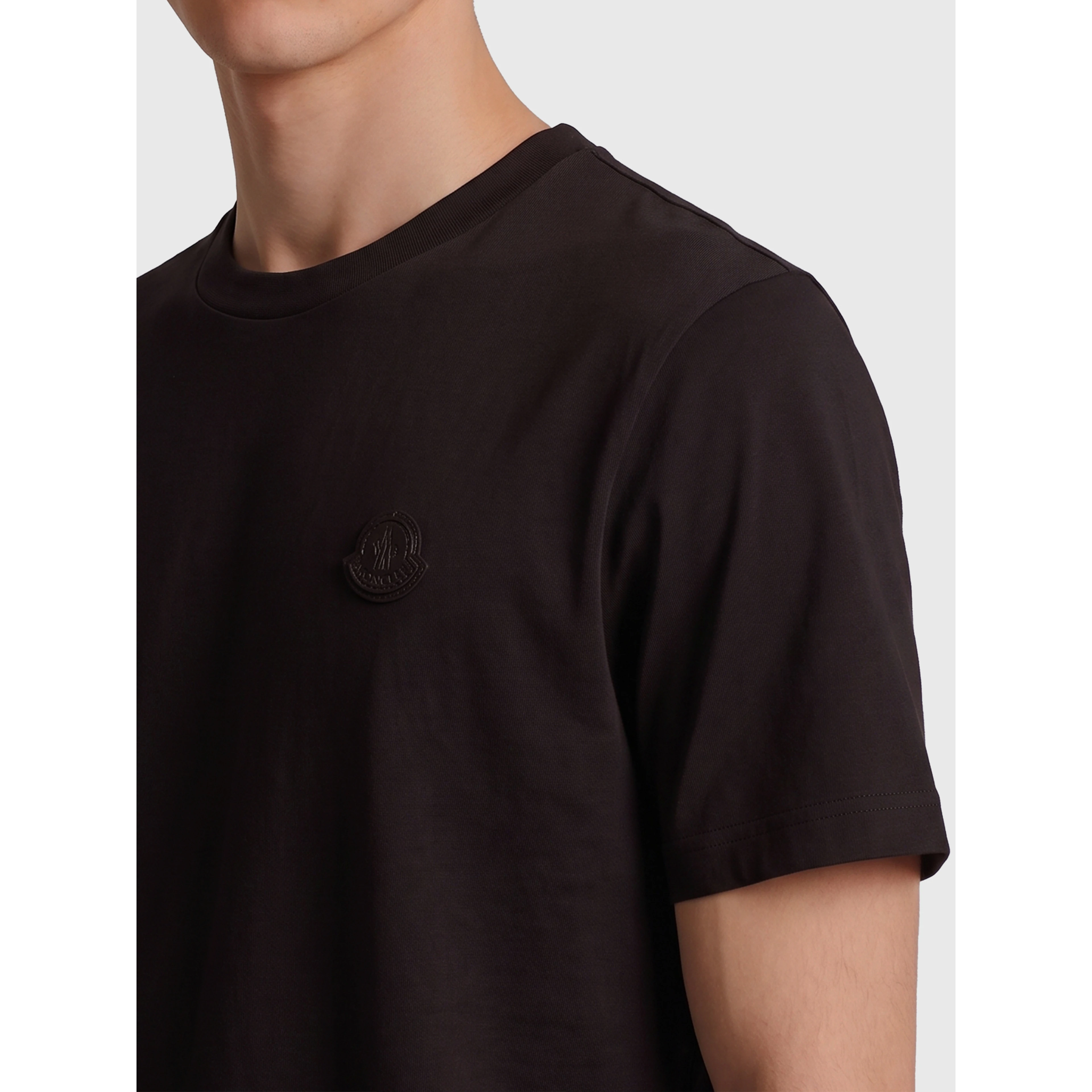 Cotton t-shirt with leather logo